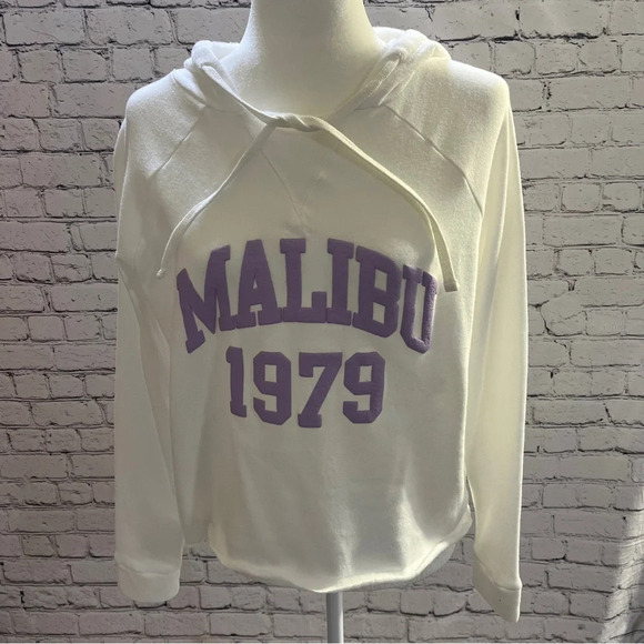 GRAYSON THREADS Malibu Print Hoodie White Lavender Size Small - Picture 1 of 7